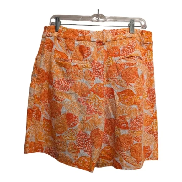LOFT The Peyton Bermuda Shorts Linen Blend Baked Gold White Orange Size 8 NWOT - Picture 4 of 15